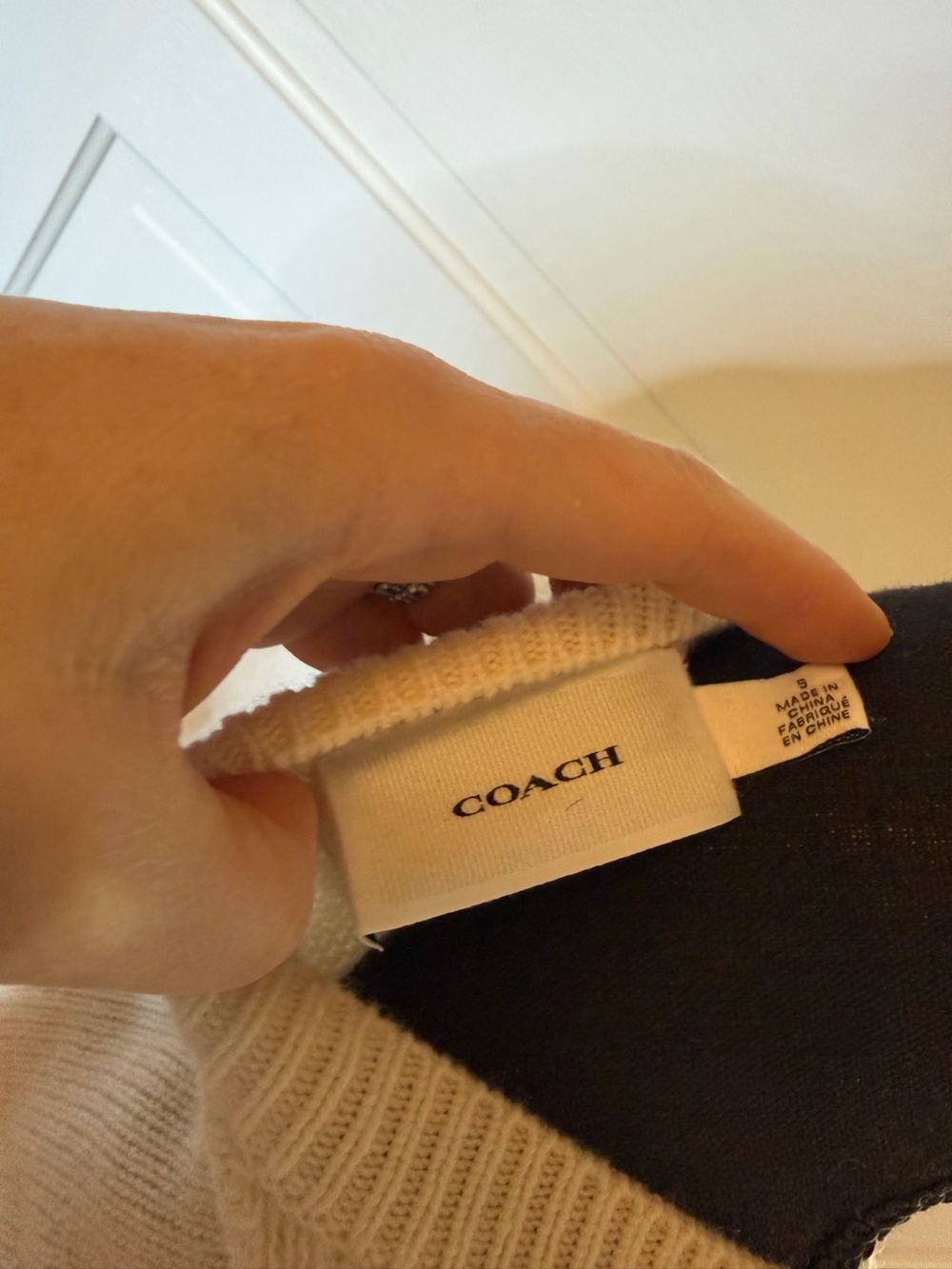 Coach Cream Crewneck Sweater with Green Dinosaur Motif - Picture 3 of 3